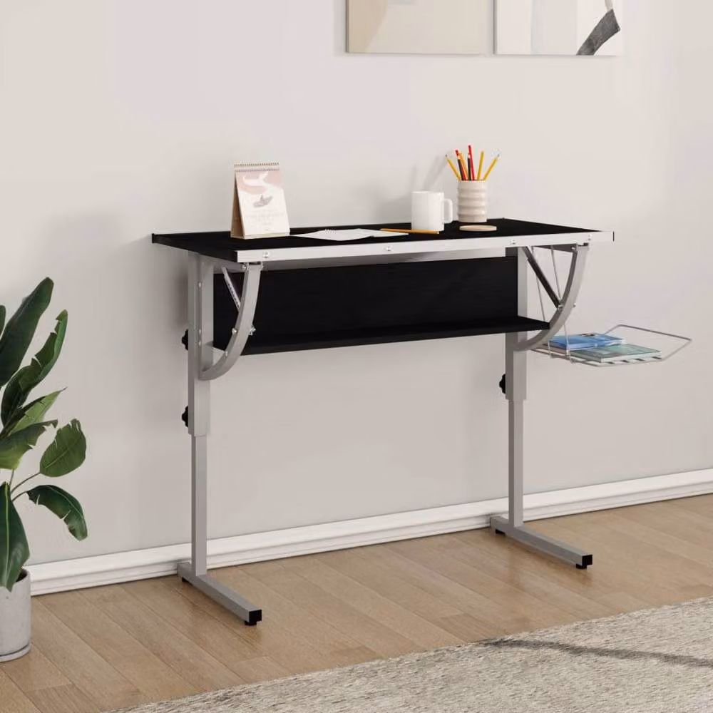 Berkfield Home Durable Craft Desk in Black and Grey, Height Adjustable, W/D/H: 110 x 53 x 58-87 cm – 2