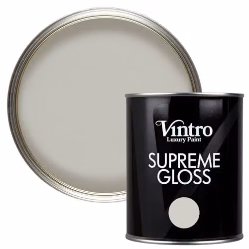 Vintro High Gloss Water Based Interior and Exterior Paint for Walls, Wood and Trim, Light Grey Tower Bridge, 1 l
