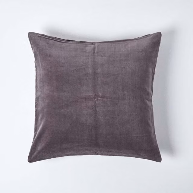 Homescapes Velvet Cushion Cover in Grey, W/D/H: 60 x 60 x 60 cm