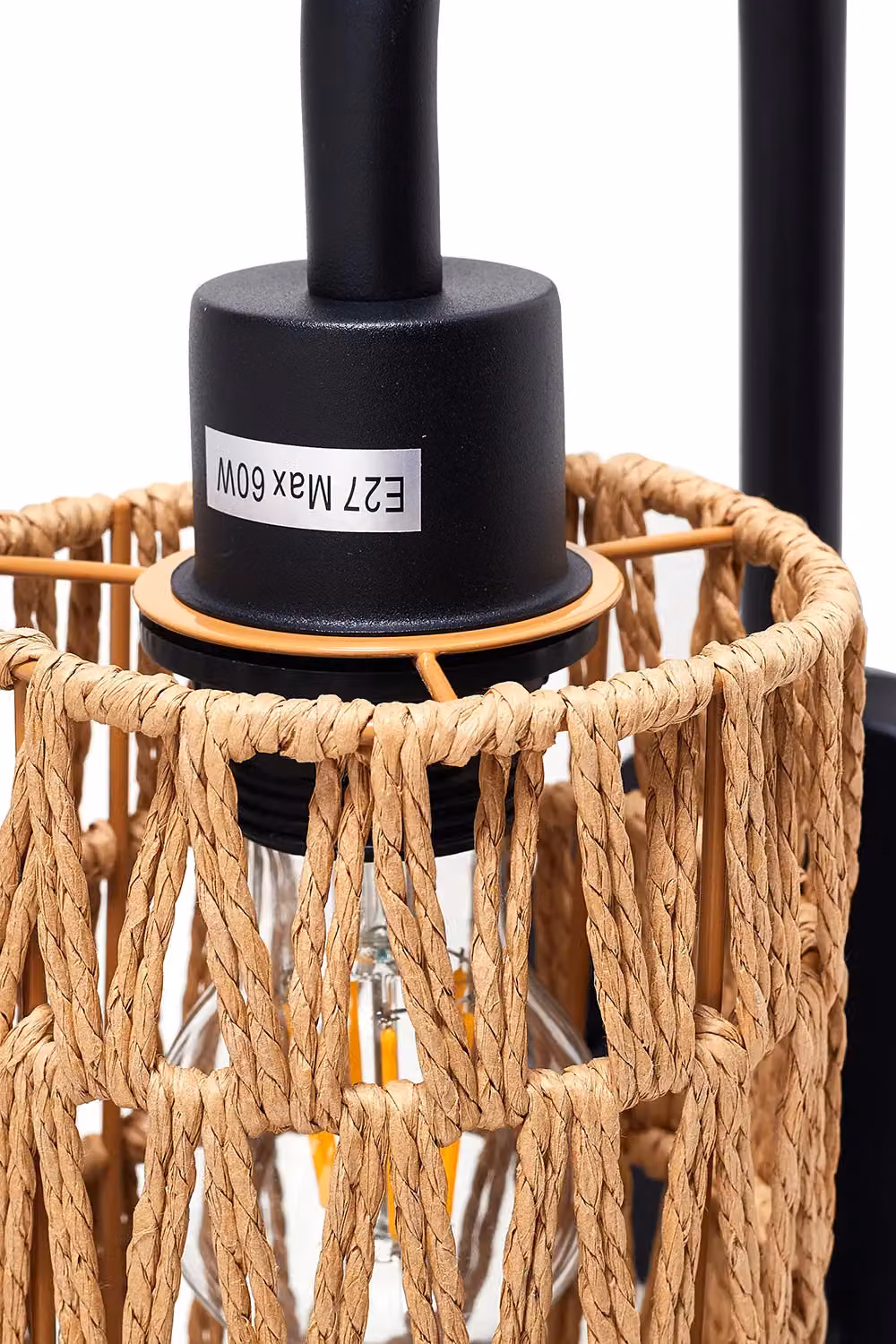 Living and Home Paper Rope E27 Single Wall Light in Black – 3