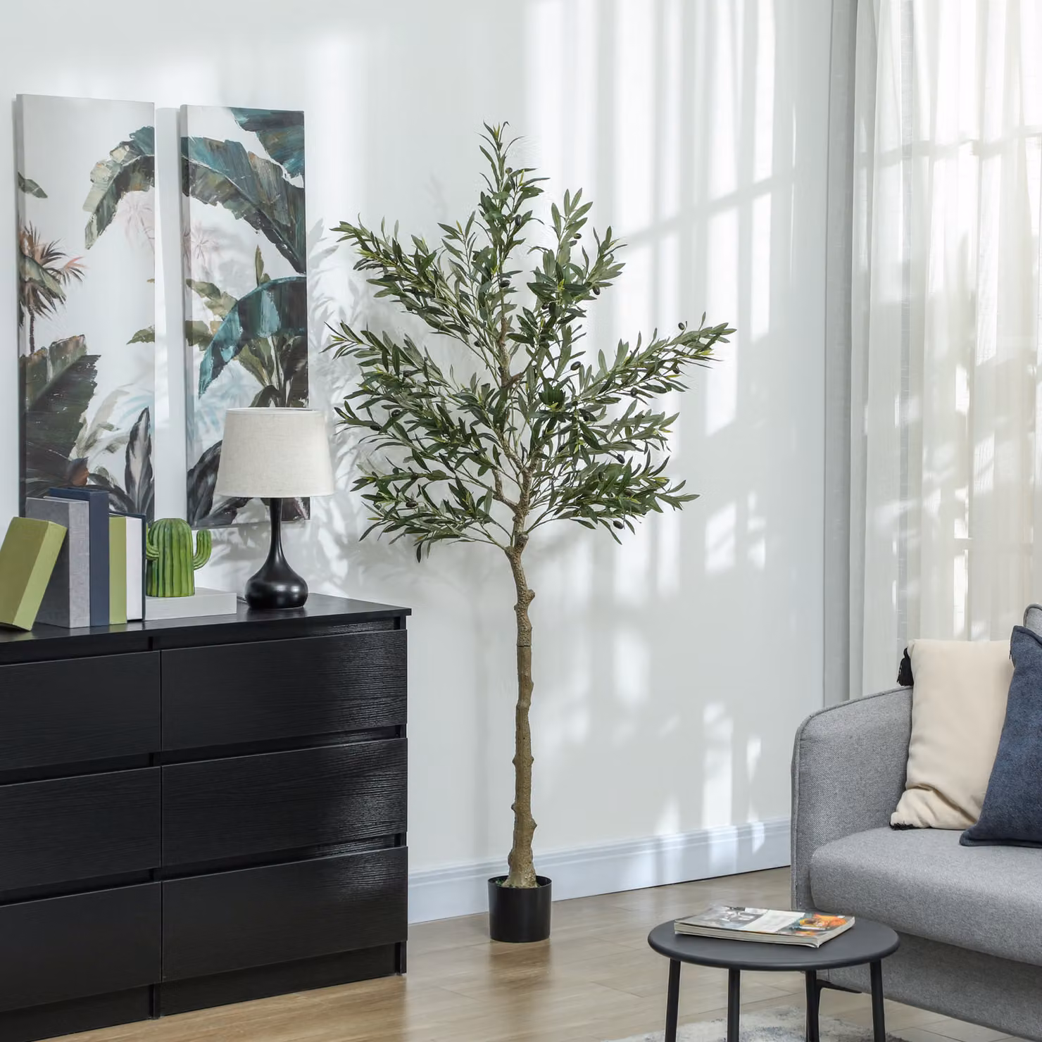HOMCOM Green Silk Olive Tree with 900 Leaves and 40 Fruits, Height: 180 cm – 5