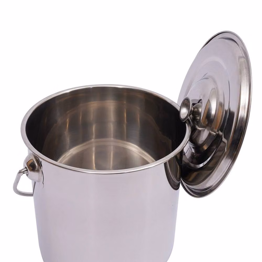 Ventryn 12L Stainless Steel Bucket with Lid and Handle in Silver – 2