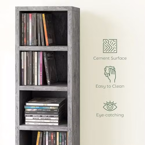 HOMCOM 204 Corner CD Storage Tower with 12 Tiers, Grey, H 175 x W 21 x D 20 cm – 4