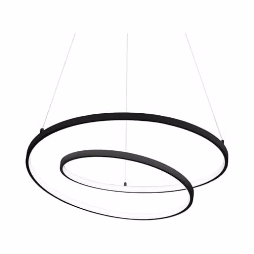 Netlighting Oz LED Decorative Swirl Suspended Pendant Light, Black, Warm White 3000K, Height Adjustable – 1