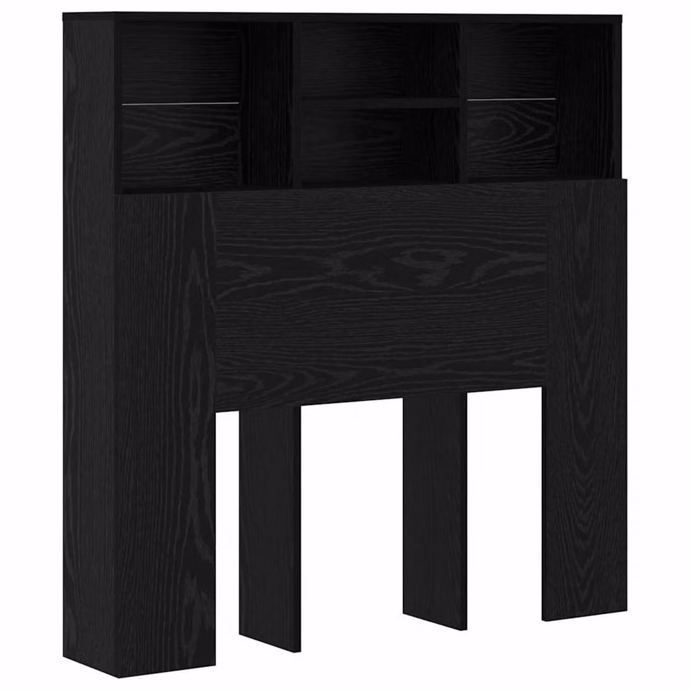 Berkfield Home Modern Headboard Cabinet in Black Oak with Integrated Bedside Shelf, W/D/H: 100 x 19 x 103.5 cm – 3