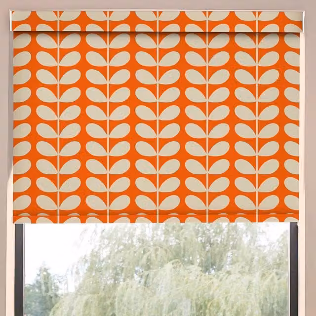 Orla Kiely Solid Stem Made to Measure Blackout Roller Blind in Tomato Orange