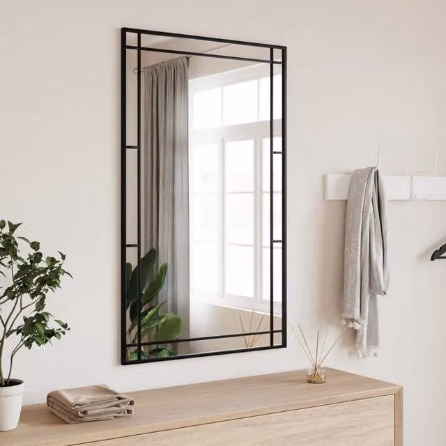 Berkfield Home Minimalist Rectangular Wall Mirror in Black, W: 60 cm, H: 100 cm