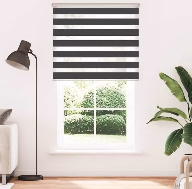 Berkfield Home Black Zebra Day and Night Blind, Polyester Fabric, W: 130 cm, H: 230 cm
