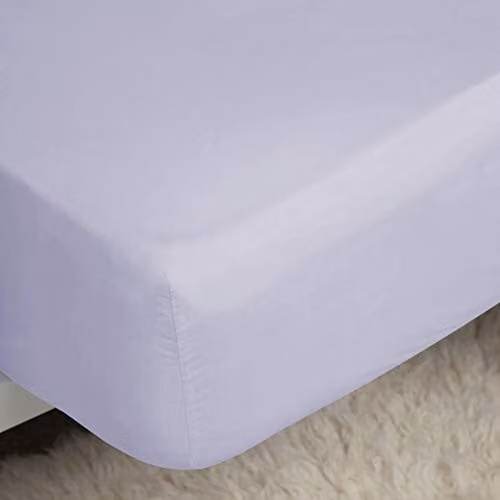 Belledorm Single Easycare Percale Fitted Sheet, Purple, W/D/H: 90 x 190 x 28 cm – 1