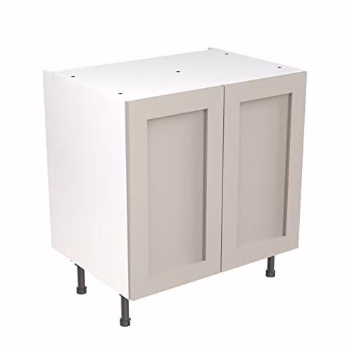 Kitchen Kit Shaker Door Flatpack Base Cabinet in Light Grey Matt, W/D/H: 80.0 x 57.0 x 87.0 cm