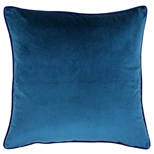Furn Meridian Velvet Piped Cushion in Mid Blue, W/D/H: 55 x 55 x 55 cm