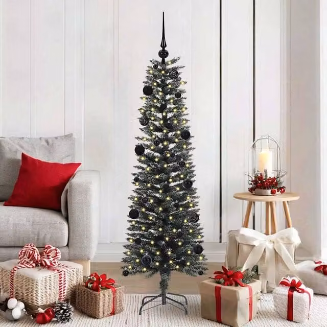 Berkfield Home Artificial Green Christmas Tree with 150 LEDs, H 150 x W 43 x D 43 cm