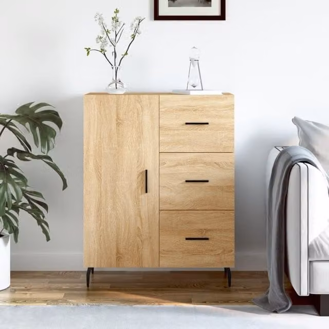 Berkfield Home Sonoma Oak Sideboard in Brown, W/D/H: 69.5 x 34 x 90 cm – 1