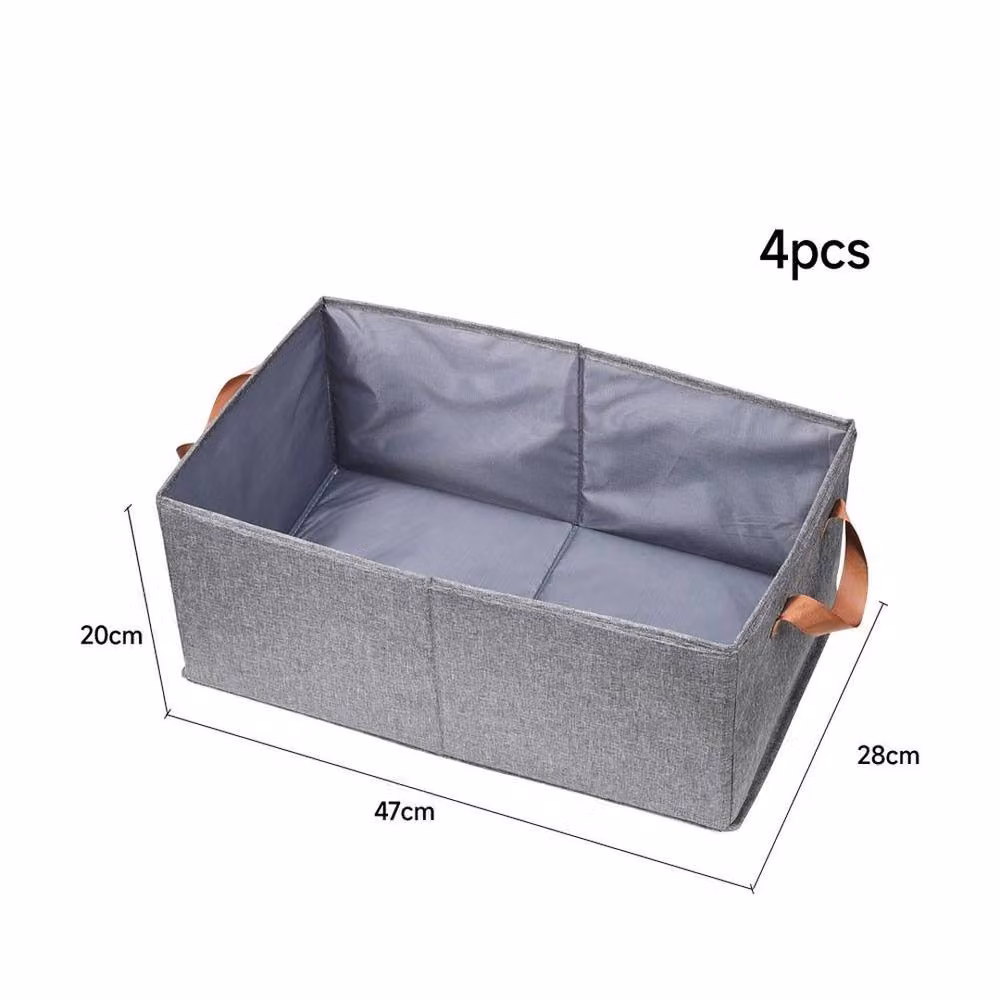 Nestlune 4 Pack Foldable Fabric Storage Boxes for Clothes and Bedroom, Grey, W: 100 cm, D: 15 cm, H: 20 cm – 2