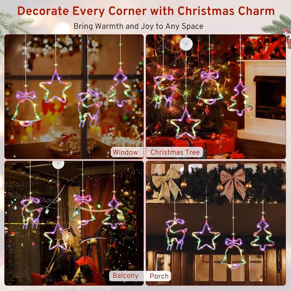 Garwarm Multicolour Hanging Christmas Window Lights with 8 Modes and Auto Timer – 5