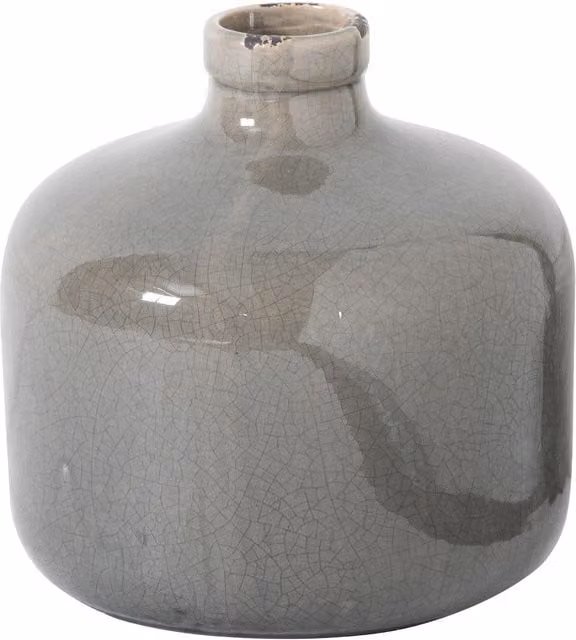 Hill Interiors Grey Glazed Ceramic Round Tabletop Vase