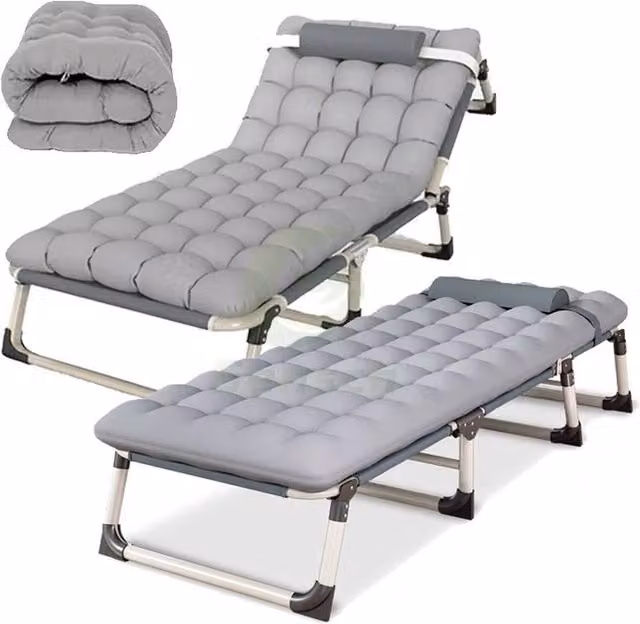PAWNORA Grey Folding Reclining Sun Lounger for Garden
