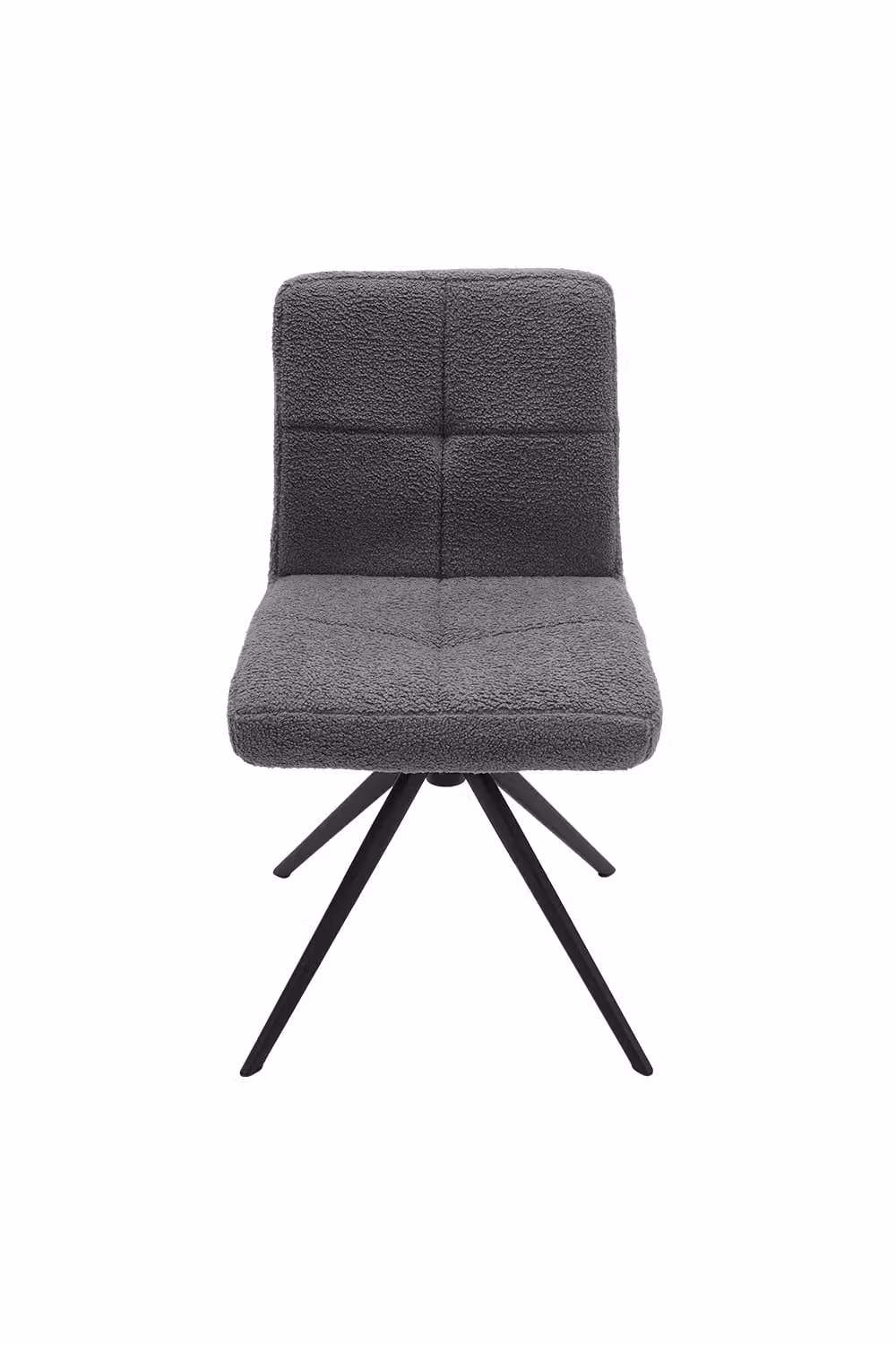 Living and Home Set of 2 Grey Bouclé Teddy Fleece Upholstered Dining Chairs with Black Metal Legs – 2