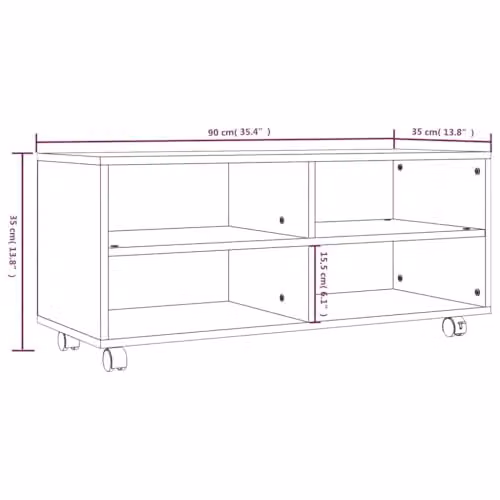 vidaXL Modern Grey TV Cabinet with Castors, W/D/H: 90 x 35 x 35 cm – 3