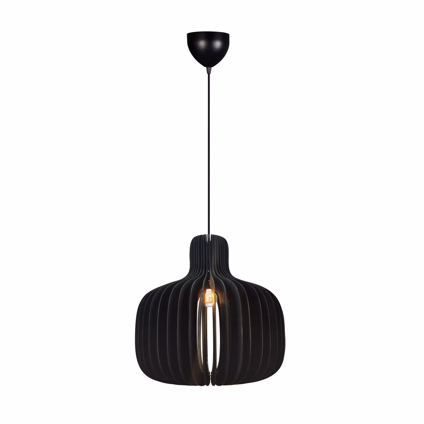 Nordlux Hazo Suspended Pendant Light in Black and Wood, E27, Diameter: 43 cm – 2