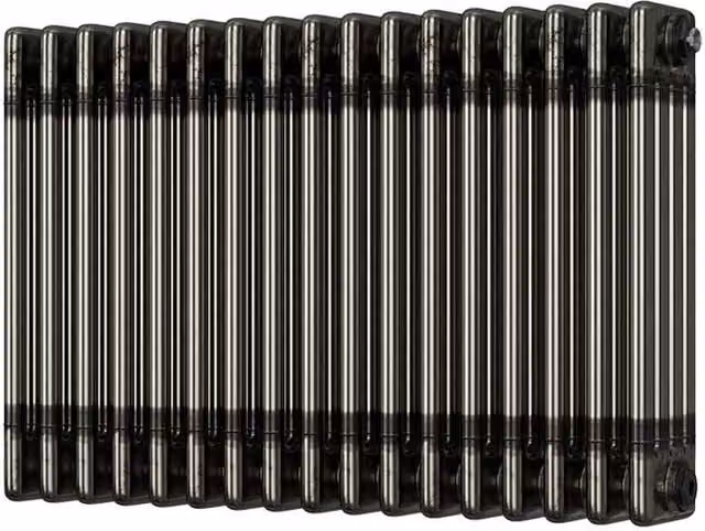 UK Radiators Alpha 4 Column Horizontal Traditional Cast-Iron Style Radiator in Raw Metal Silver, H: 50 cm, W: 76.8 cm