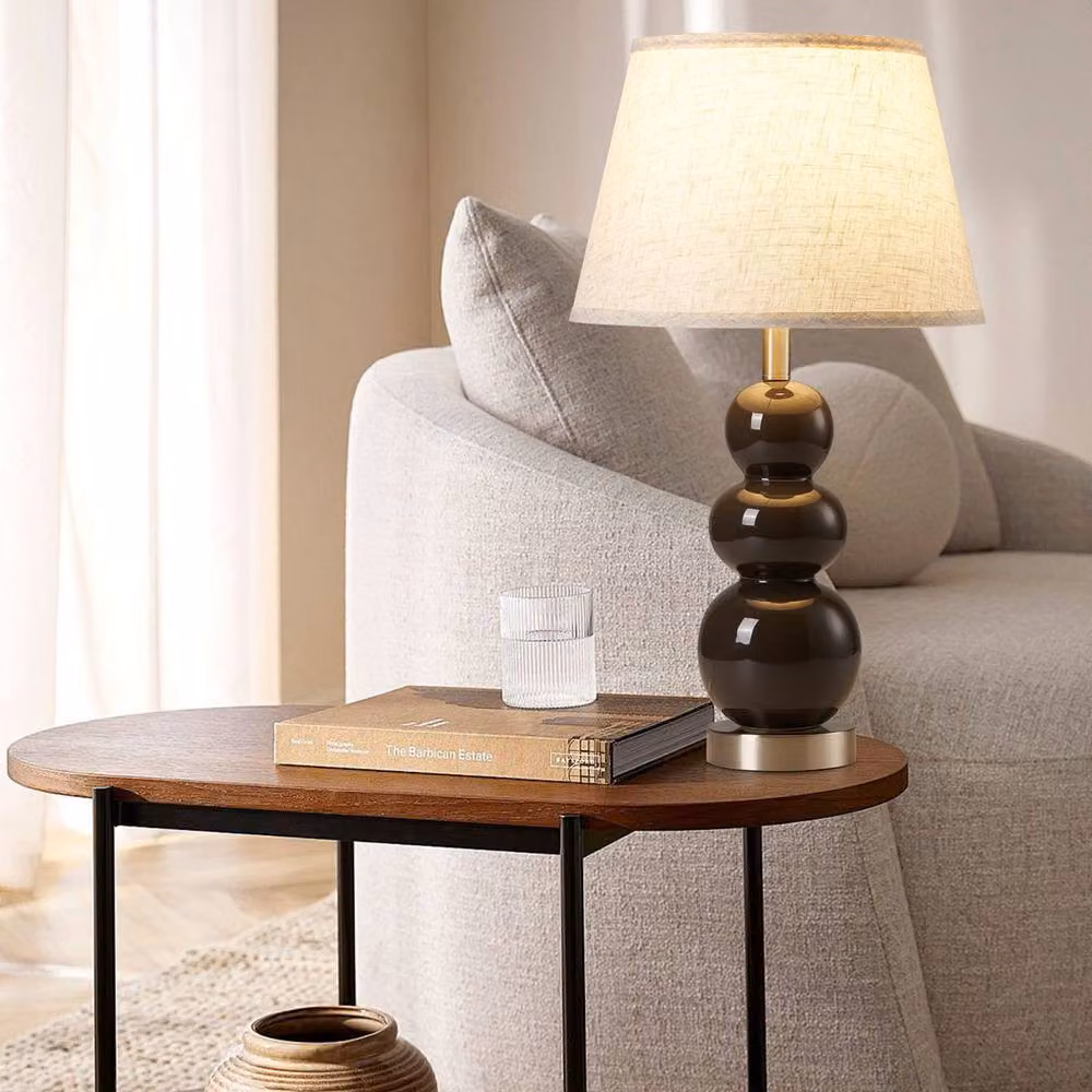 Garwarm Set of 2 Grey Ceramic Table Lamps with USB Ports and Bulbs Included, Height: 62.4 cm – 3