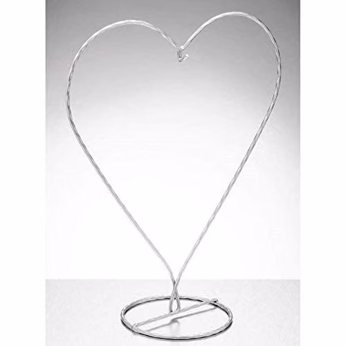 Sienna Glass Heart Shaped Metal Tabletop Display Stand in Silver – 2