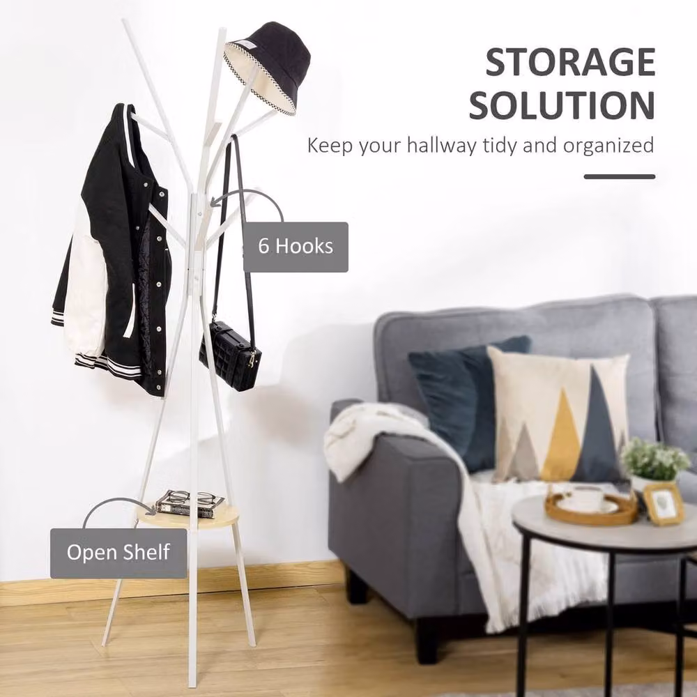 EONLION White Metal Free Standing Coat Rack with Shelf, H 180 cm x W 100 cm – 3