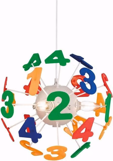 Netlighting Numbers 4 Light Childrens Multicolour Ceiling Pendant Light with E14 Bulb Base