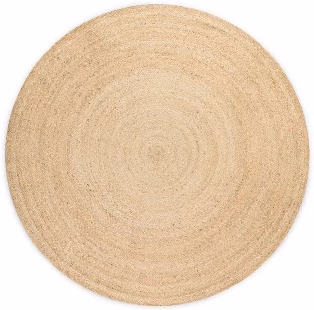The Rugs Braided Rangpur Natural Jute Round Rug in Cream and Beige