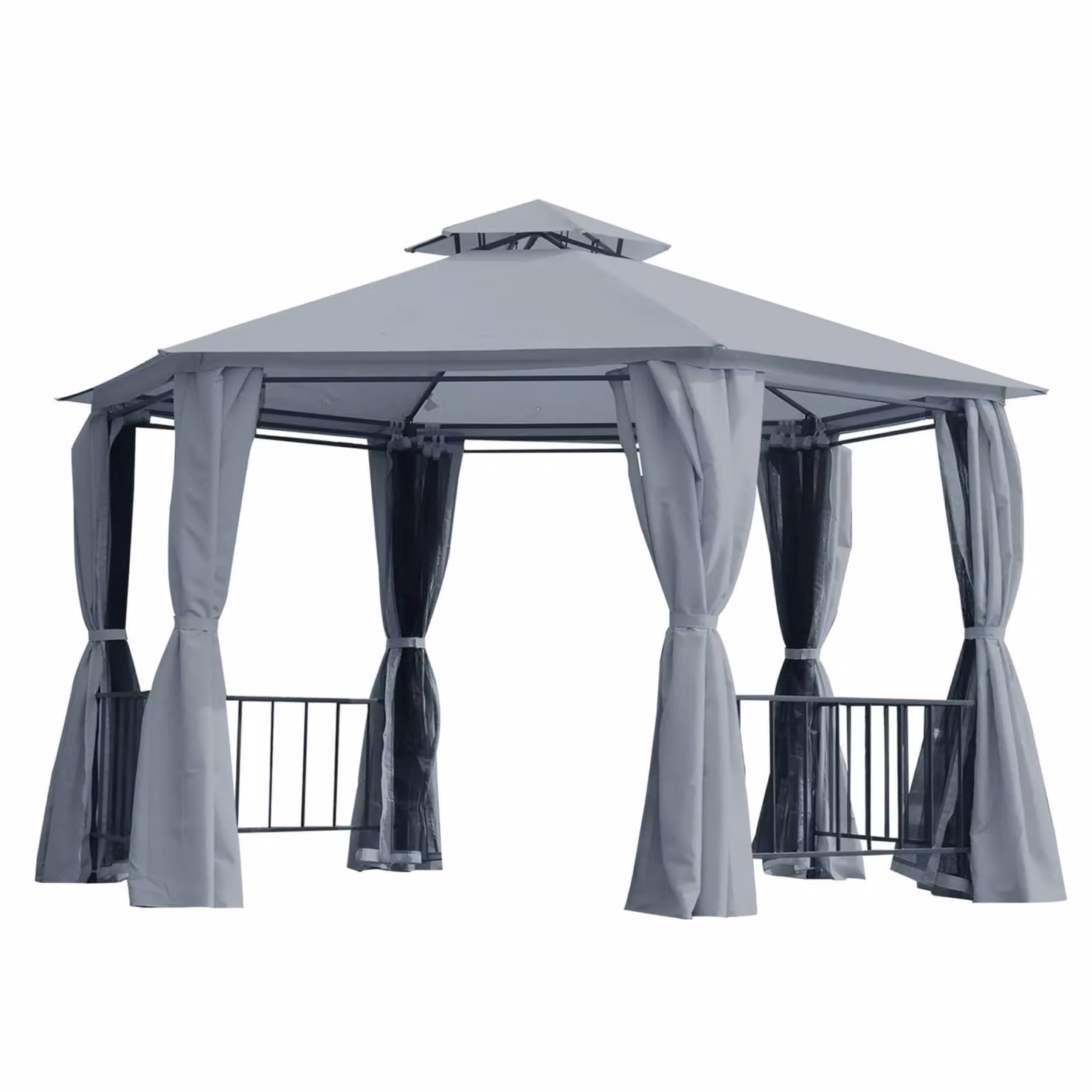 Outsunny 2 Tier Gazebo Canopy Party Tent in Grey with Steel Frame, W/D/H: 390 x 331 x 286 cm – 2