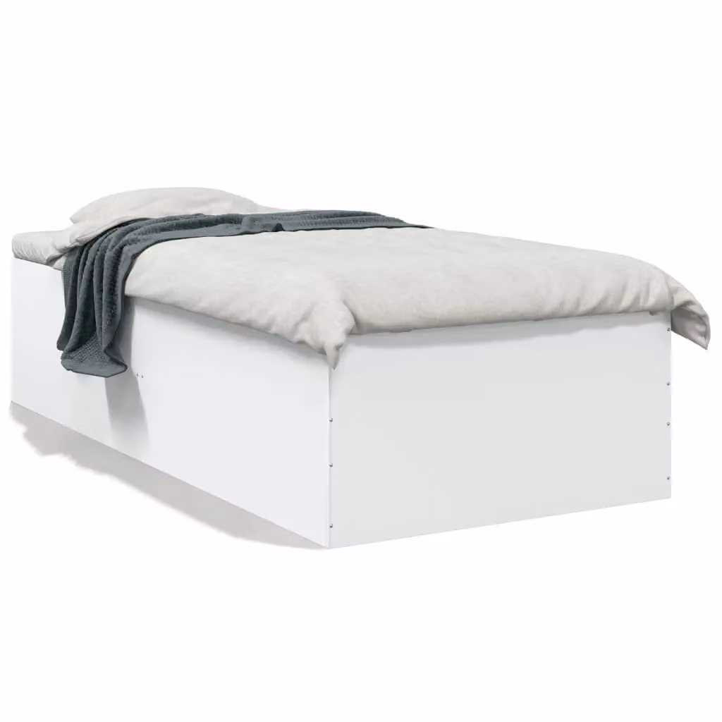 Berkfield Home Single Bed Frame in White, W/D/H: 90 x 190 cm – 2