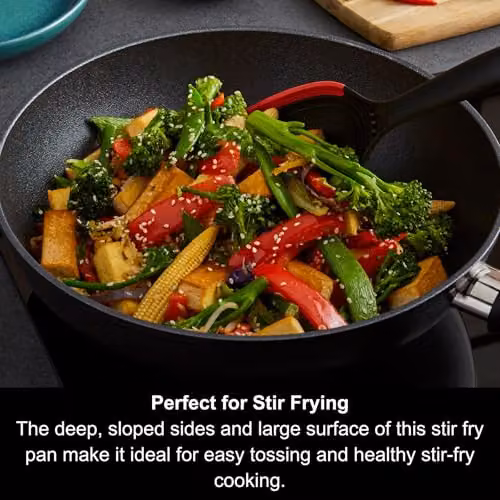 Morphy Richards Black Ceramic Non-Stick Aluminium Wok, Diameter: 28 cm – 2