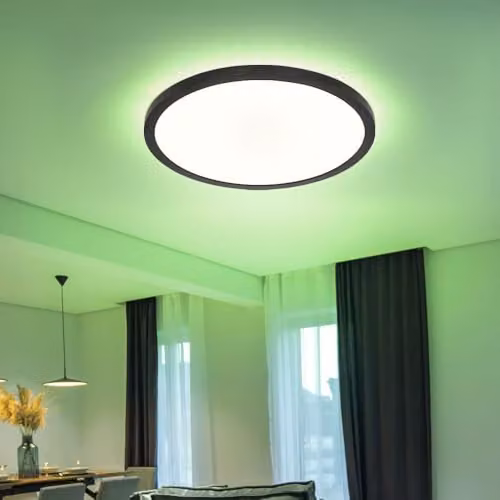 Netlighting Globo Lighting Round LED Ceiling Light, Dimmable RGBW with Remote Control and Timer, Black or White, D: 29.4 cm – 3