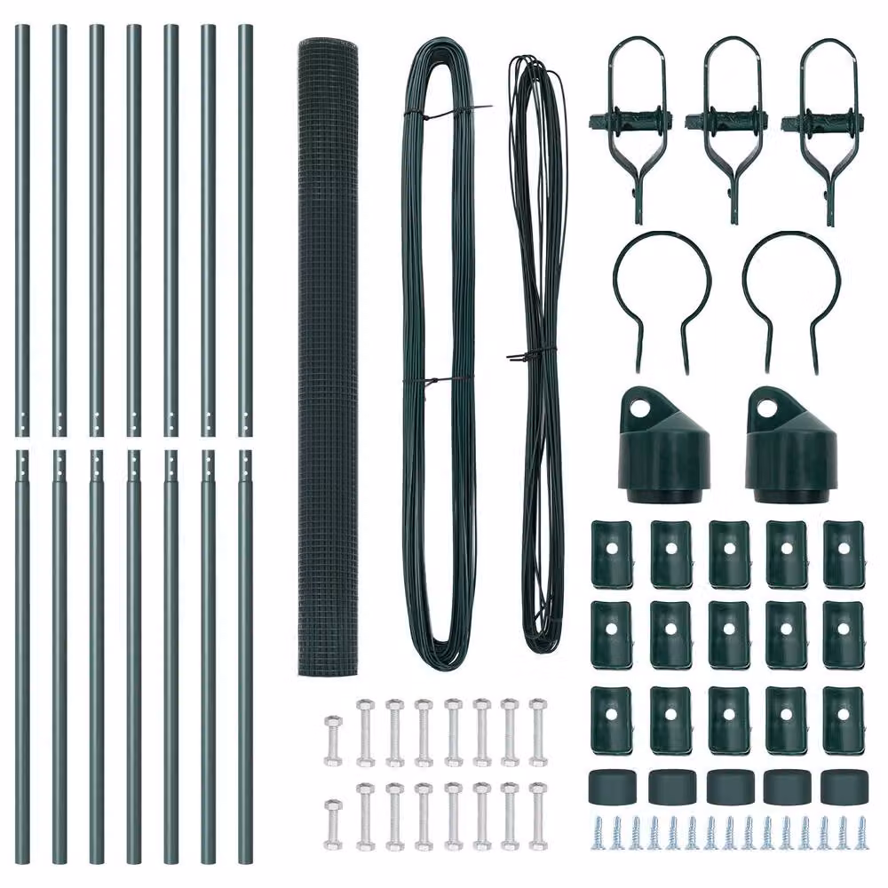Berkfield Home Green Steel and PVC Round In-Ground Fence Post Set of 2 – 3
