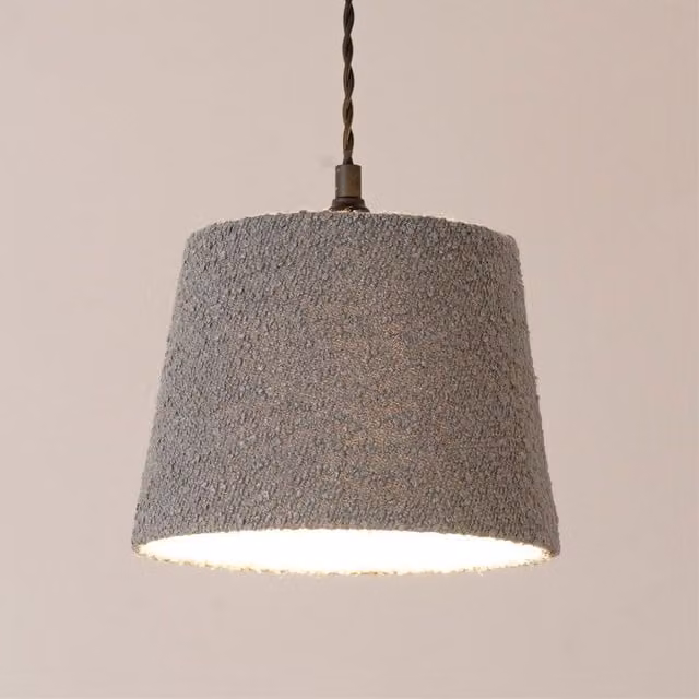 ValueLights Rory Grey Boucle Fabric Tapered Easy Fit Ceiling Table Floor Lamp Shade, Shade Width: 22 cm