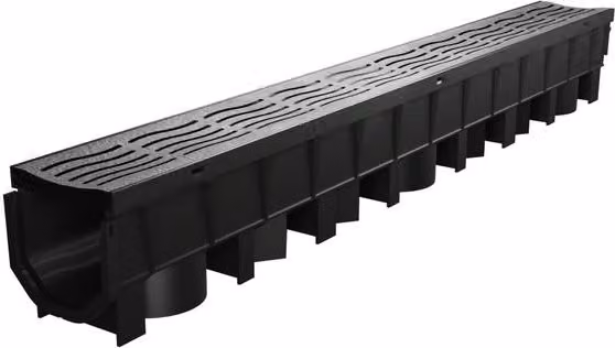 FloPlast Black PVC Class A15 Channel Drainage Grate, 1m