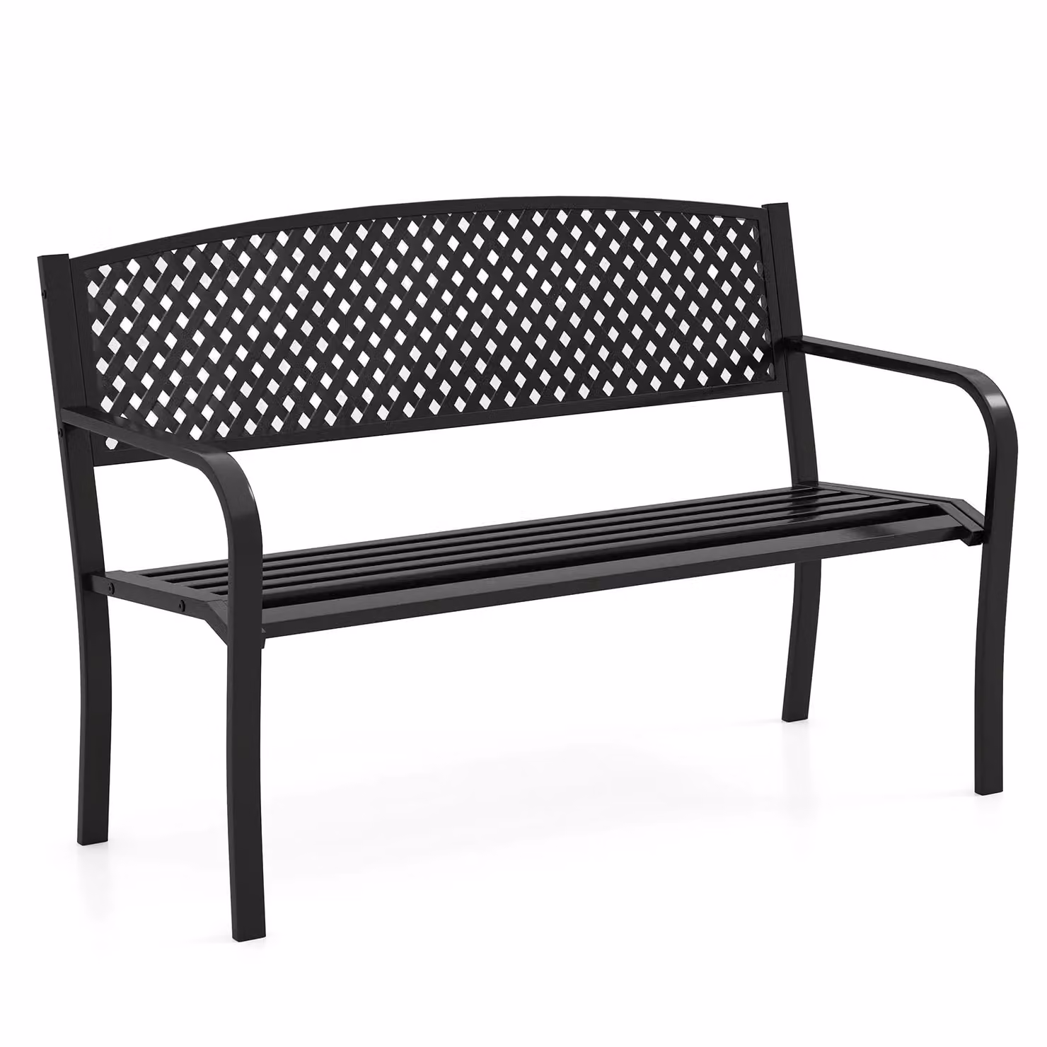 Costway Metal Outdoor Loveseat Garden Bench in Black – 2