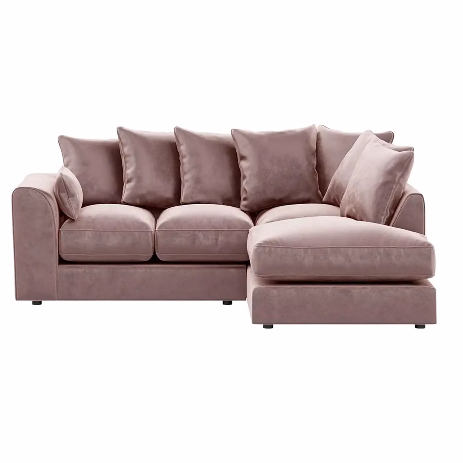 Furnishings For Less UK Brooklyn Pink Plush Velvet 3 to 4 Seater L Shaped Corner Sofa, Right Hand Facing – 2