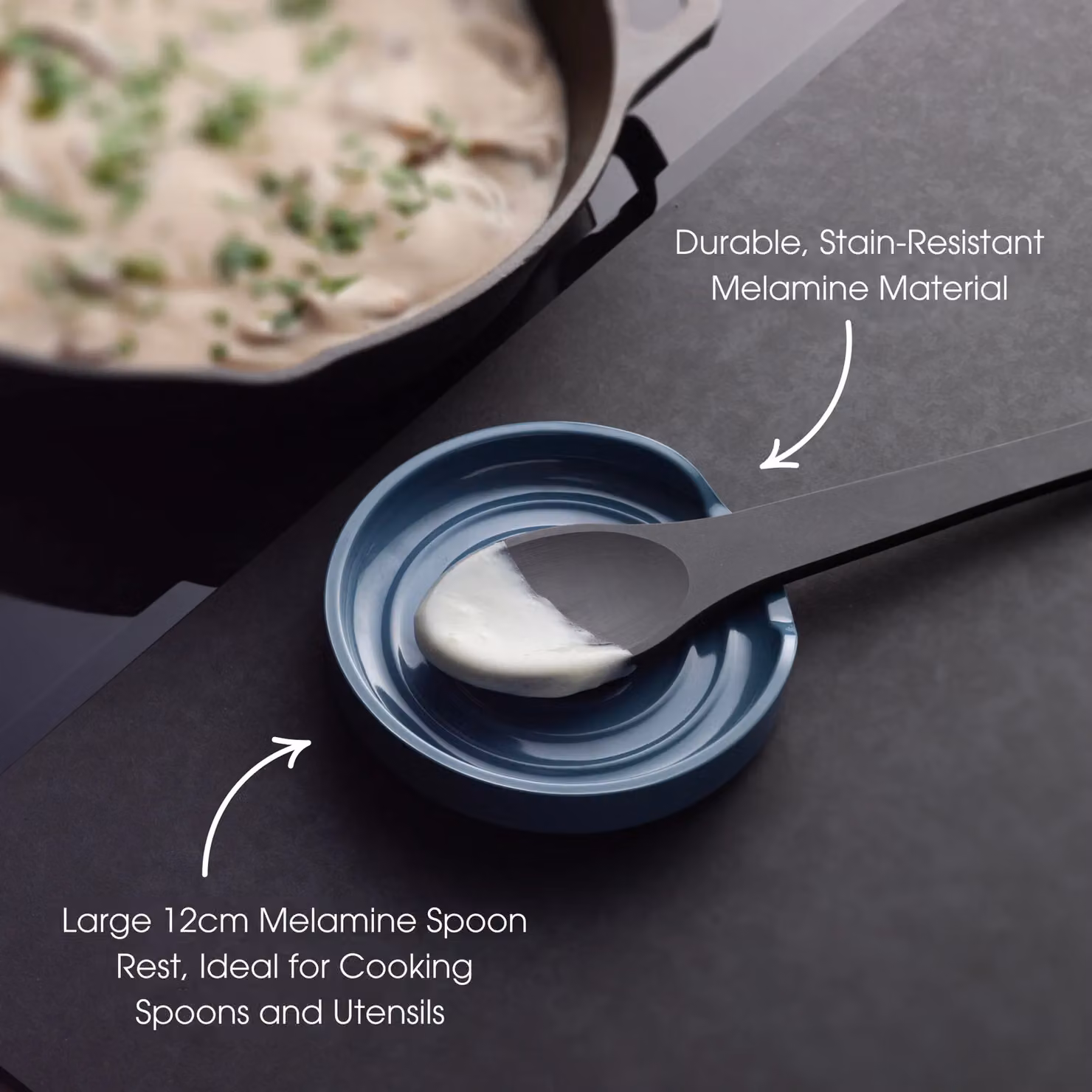 Zeal Melamine Circular Spoon Rest in Blue, Diameter: 12 cm – 2