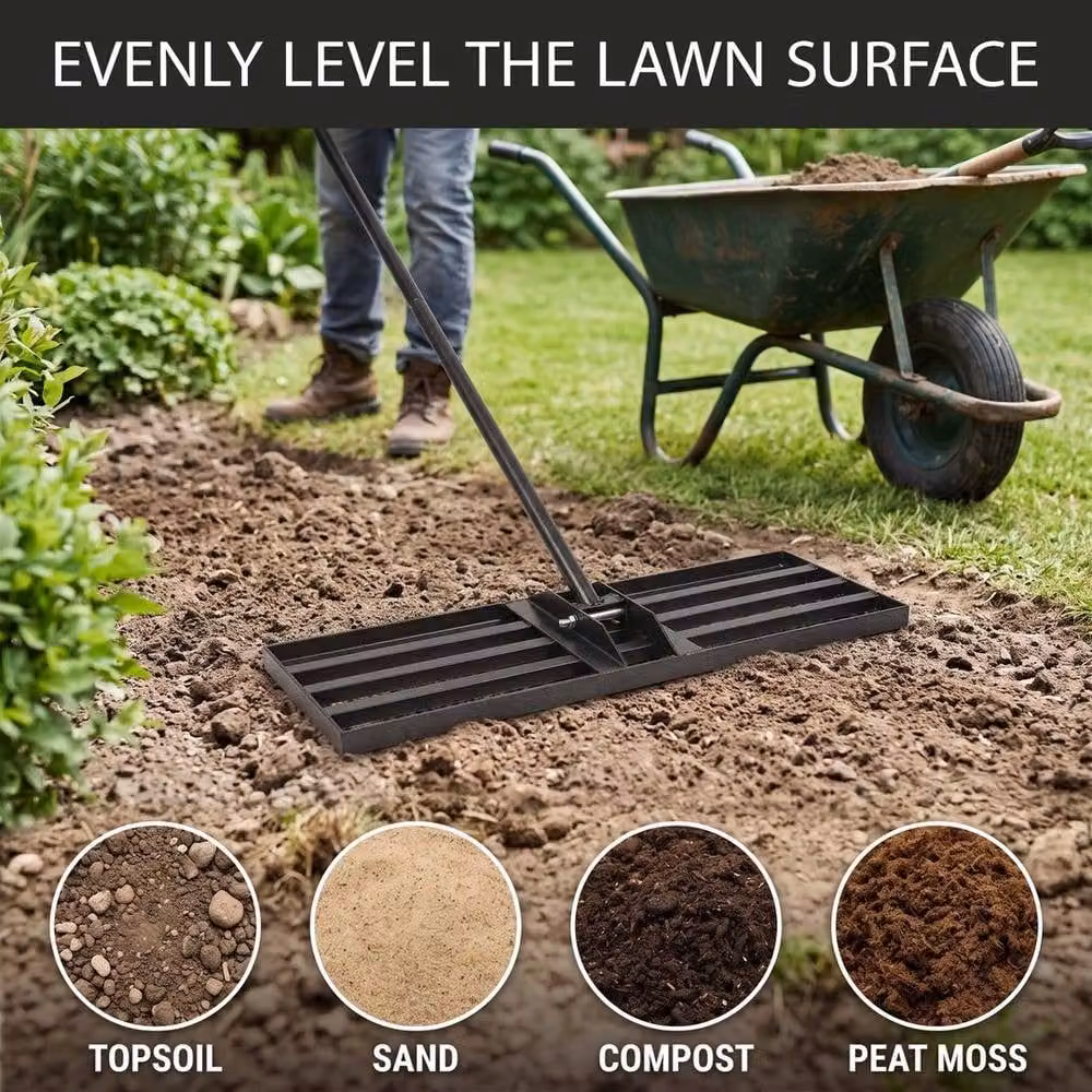 Kelvenix Lawn Leveling Rake in Black, W: 76.2 cm, H: 76.2 cm – 2