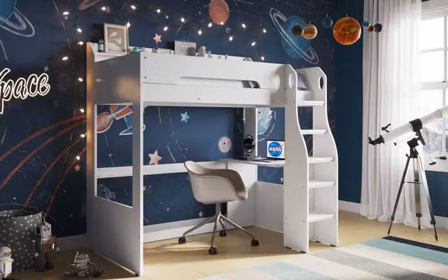 Flair Furnishings Cosmic High Sleeper Bed in White, Single 90x190 cm – 2