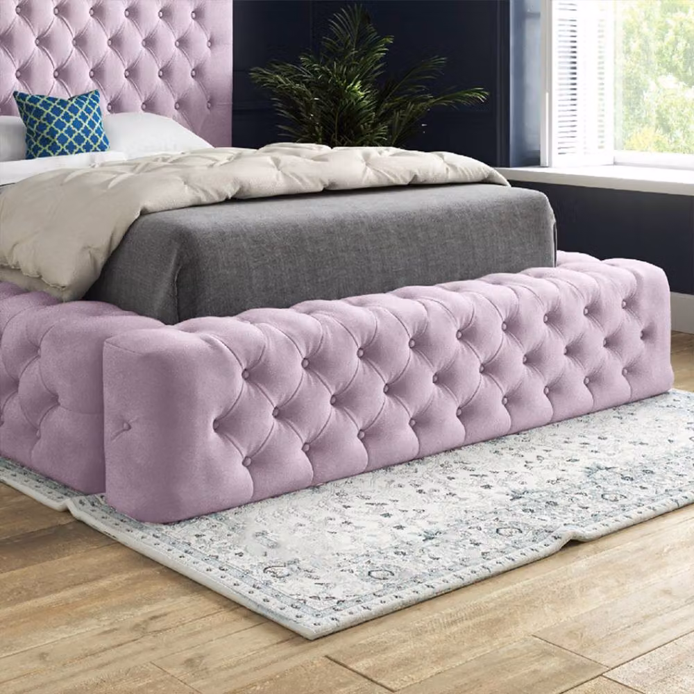 Casani Woolmer Pink Velvet Upholstered Chesterfield Bed Frame, W/D/H: 140 x 200 x 137 cm – 5