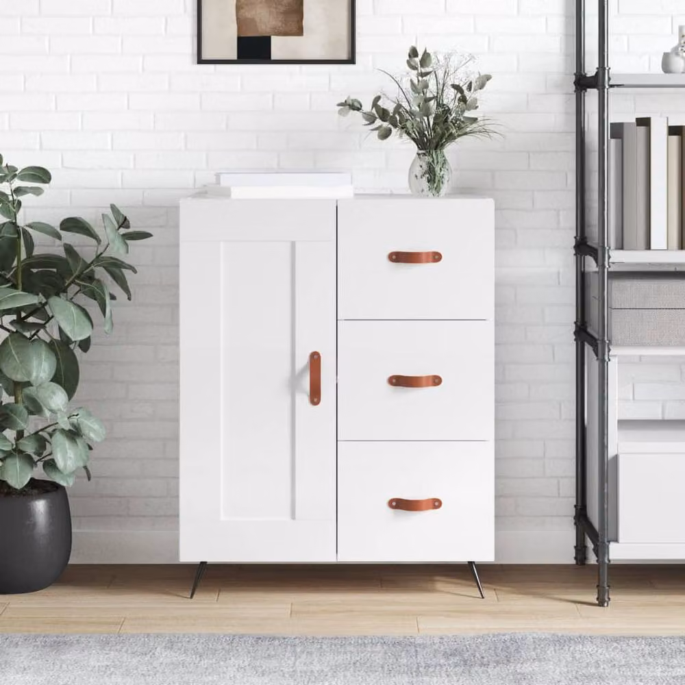 Berkfield Home Modern High Gloss White Sideboard W/D/H: 69.5 x 34 x 90 cm – 2