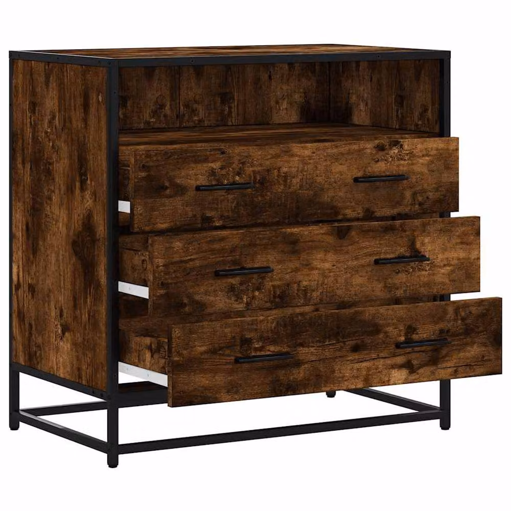 Berkfield Home Smoked Oak Drawer Cabinet in Brown, W/D/H: 70 x 41 x 70 cm – 4