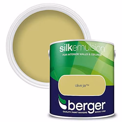 Berger Silk Emulsion Water Based Satin Gloss Paint in Olive Jar Green, 2.5 l – 2
