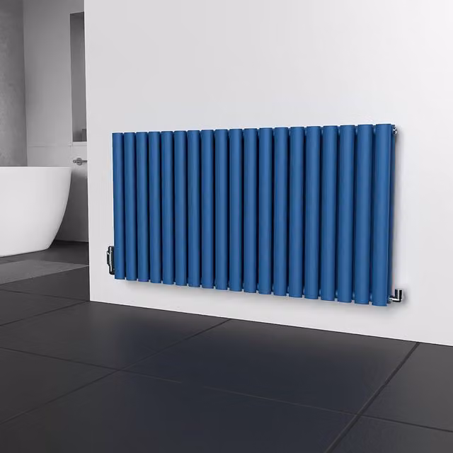 Lux Heat Oval Horizontal Double Radiator in Galaxy Blue, W: 114 cm, H: 60 cm