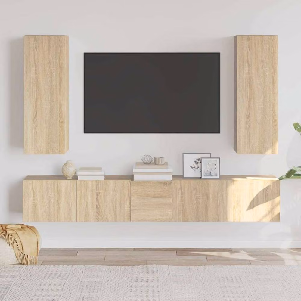 Berkfield Home Classic 5 Piece TV Cabinet Set in Sonoma Oak and Brown Engineered Wood – 2