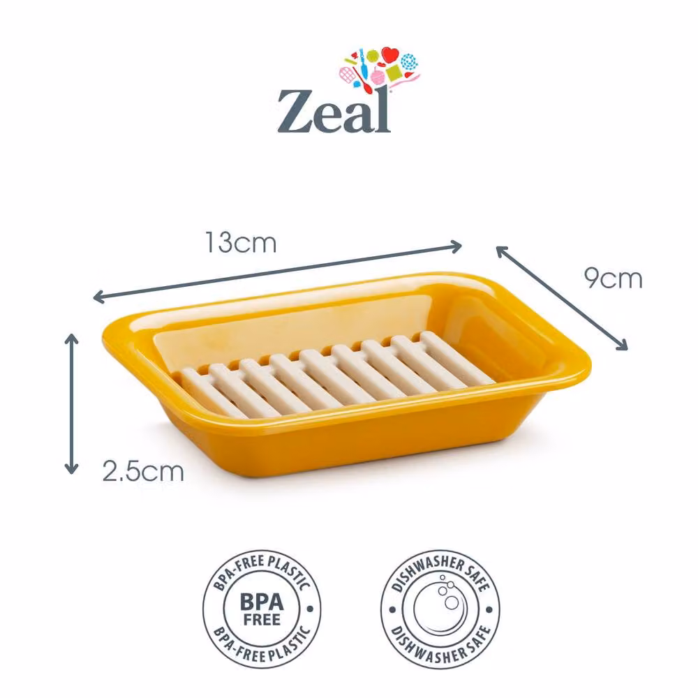 Zeal Draining Melamine Soap Dish with Removable Silicone Rack in Yellow – 2
