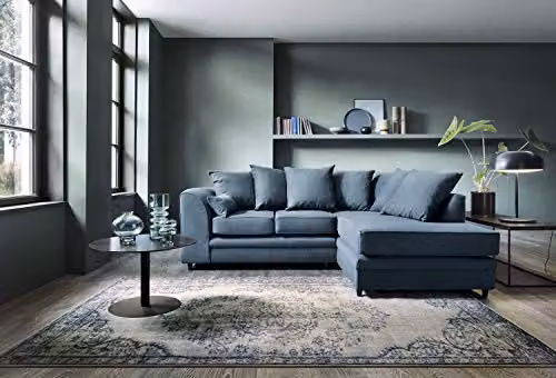 Abakus Direct Darcy L-Shaped 3 Seater Corner Sofa in Petrol Blue Fabric, W/D/H: 212 x 164 x 90 cm – 3